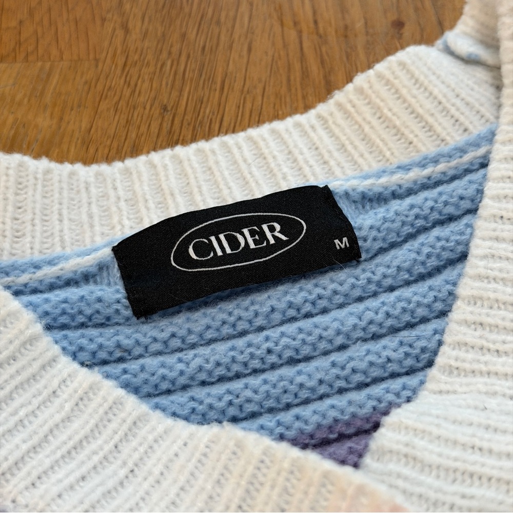 Cider MEDIUM Pastel Rainbow Chunky Textured Crop Cardigan Sweater - Picture 9 of 10